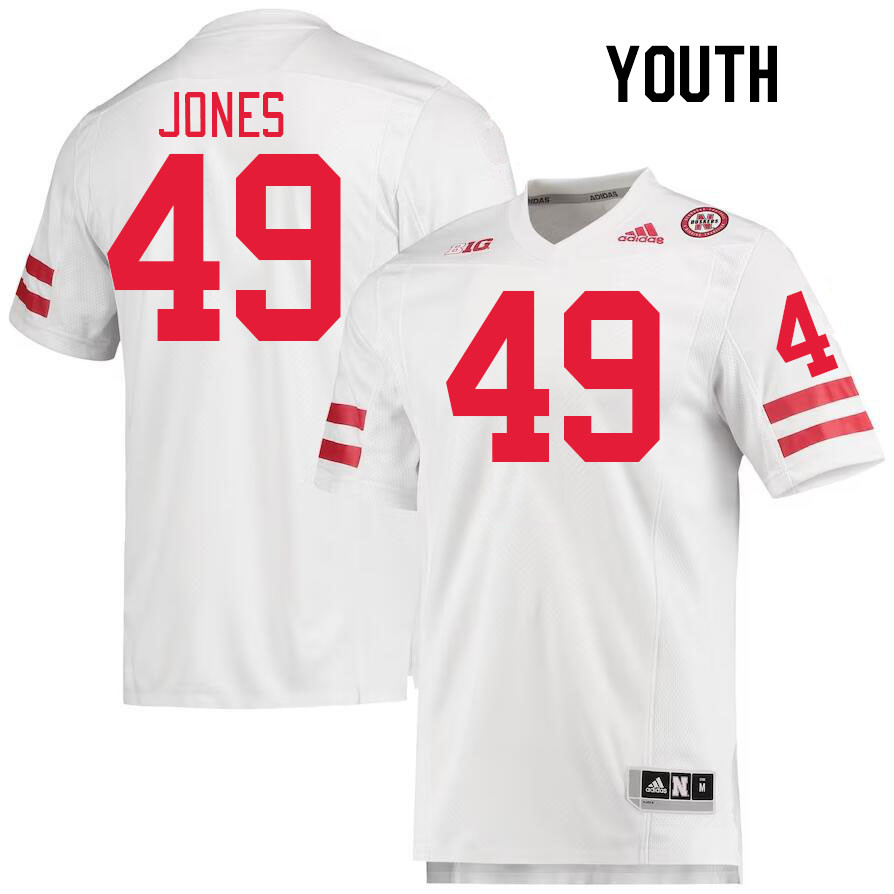 Youth #49 Mason Jones Nebraska Cornhuskers College Football Jerseys Stitched Sale-White - Click Image to Close